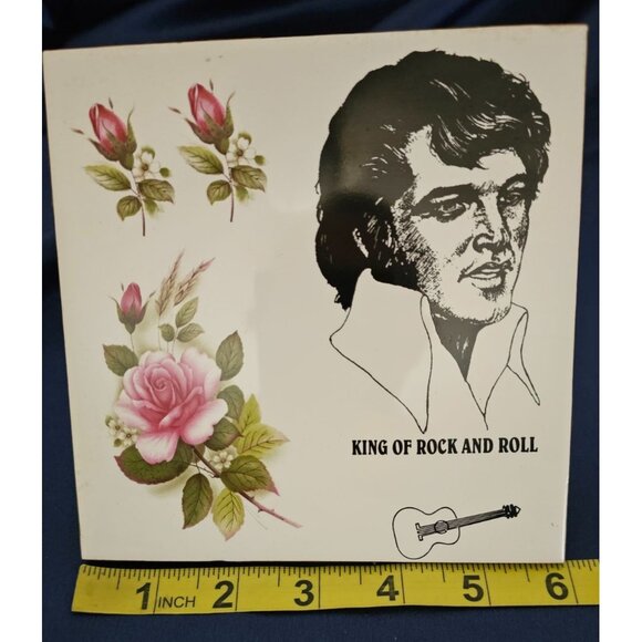 Elvis Presley King of Rock and Roll Music Box Wall Art Plaque 6"x 6" - Picture 2 of 6